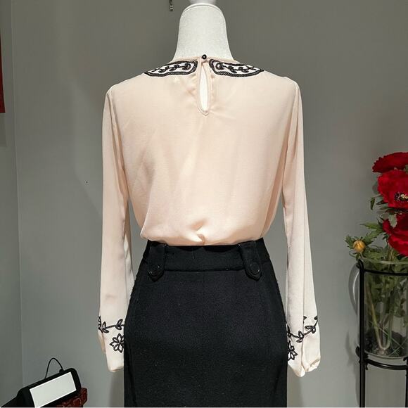 NEW Max Studio MSSP Sequin Embroidered Collar Balloon Sleeve Career Blouse X… - Picture 2 of 10